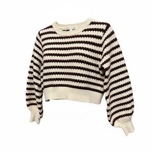 Altar'd State Cream and Brown Striped Sweater